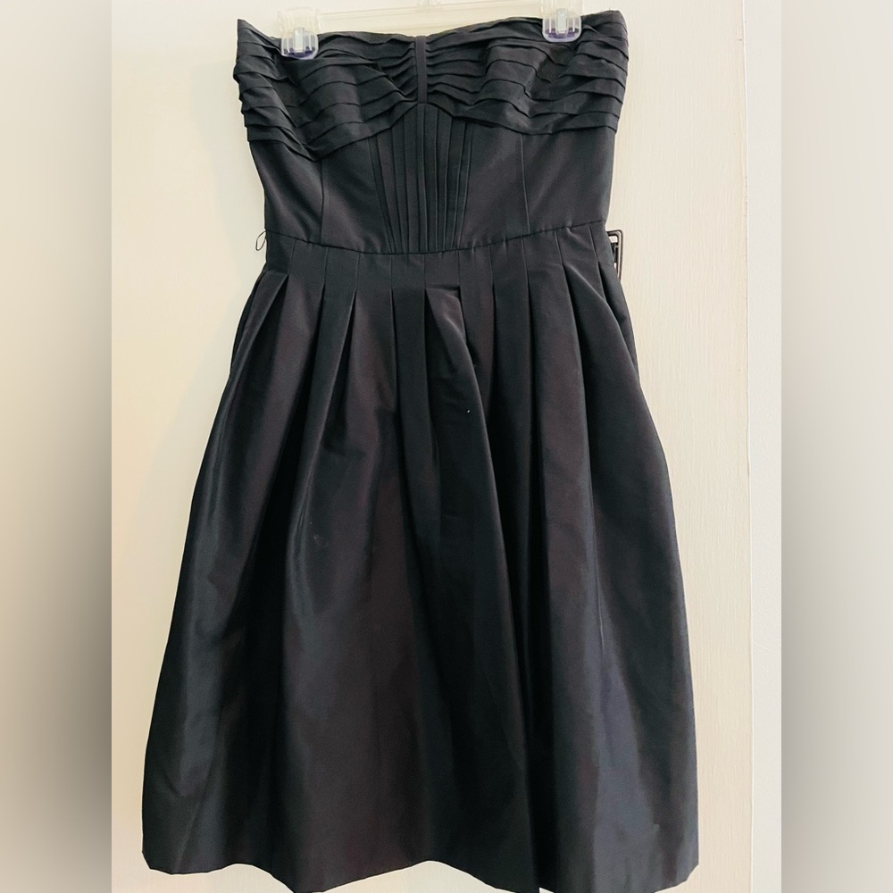 White House Black Market strapless dress with pleating detail and belt